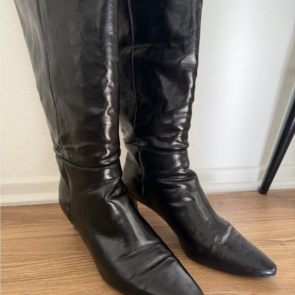 Steve Madden Black Leather Heeled Boots